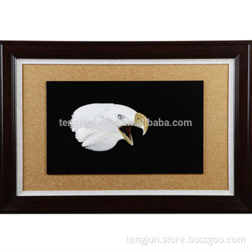 Wall Decorative MOP Eagle Head Shape Picture with Wooden Frame
